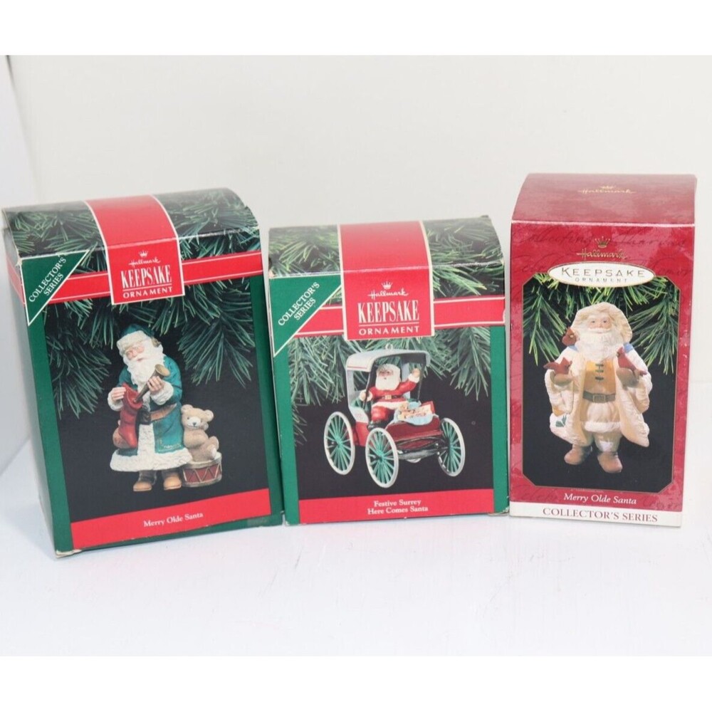 Hallmark Keepsakes Santa Christmas Ornaments Lot 1990 1992 1997 w Original Boxes